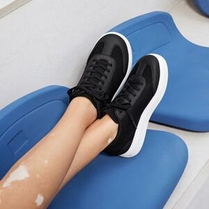 VIVAIA Women's Black Knit Sneakers Lace Up‎ Comfort Walking Shoes US 6.5 EU 37